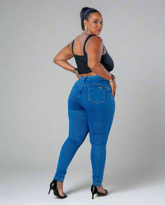 Calca Plus Feminino Cintura Alta com Lycra, Divine Jeans