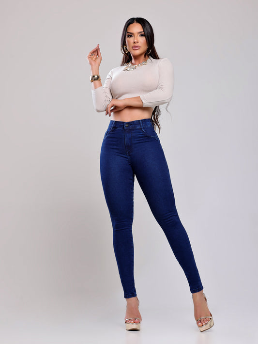 Calça Jeans Azul Escura Cintura Alta Divine Jeans para Jovem.