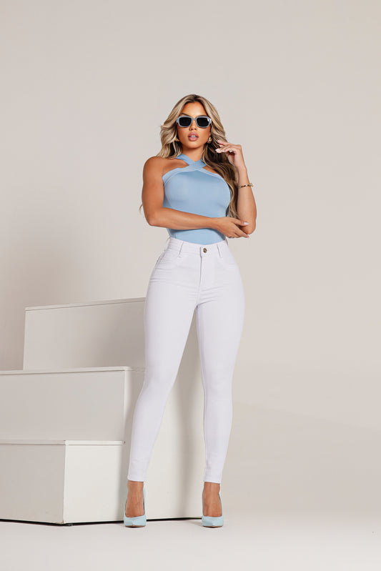 Calça Jeans Branca sem transparente Divine Comfort.