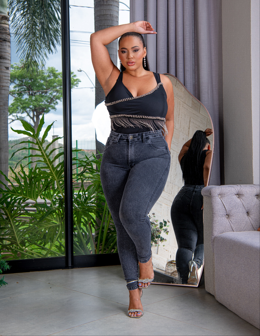 Calca Plus Feminino Cintura Alta com Lycra, Divine Jeans