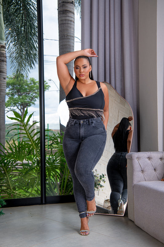 Calca Plus Feminino Cintura Alta com Lycra, Divine Jeans