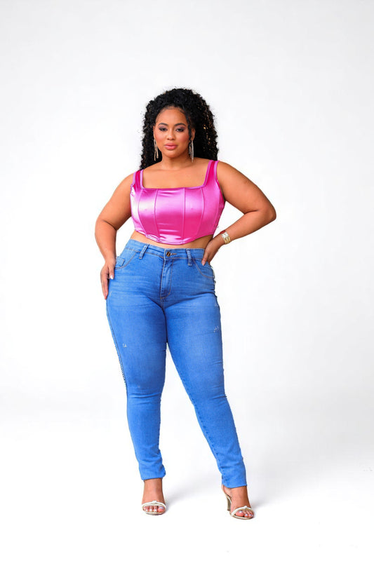 Calca Plus Clara Cintura Alta com Lycra mais confortável, Divine Jeans