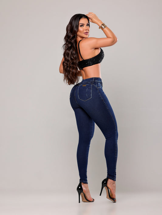 Calça Jeans Feminina  Escura Cintura Alta  Divine Jeans.