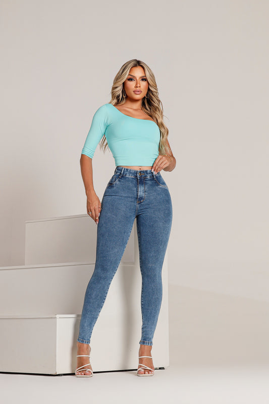 Calça Skinny Marmorizada - Divine Jeans