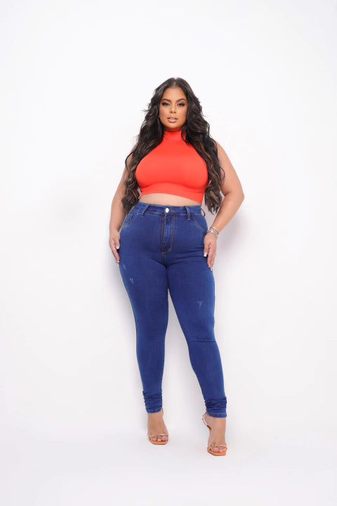 Calca Plus Feminino Cintura Alta com Lycra, Divine Jeans